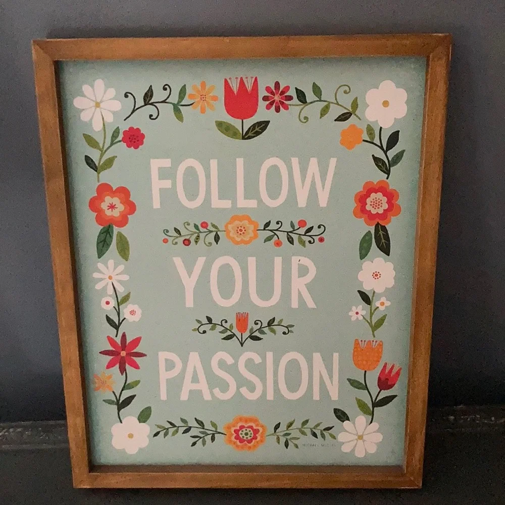 Follow Your Passion Floral Wall Art - Teal & Multicolor